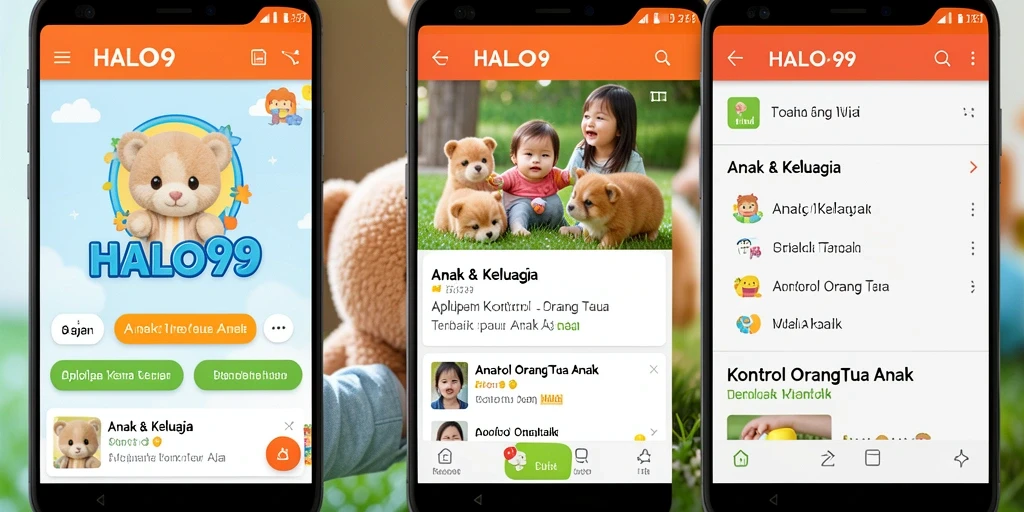 Screenshot aplikasi HALO99 menampilkan fitur kontrol orang tua yang lengkap.