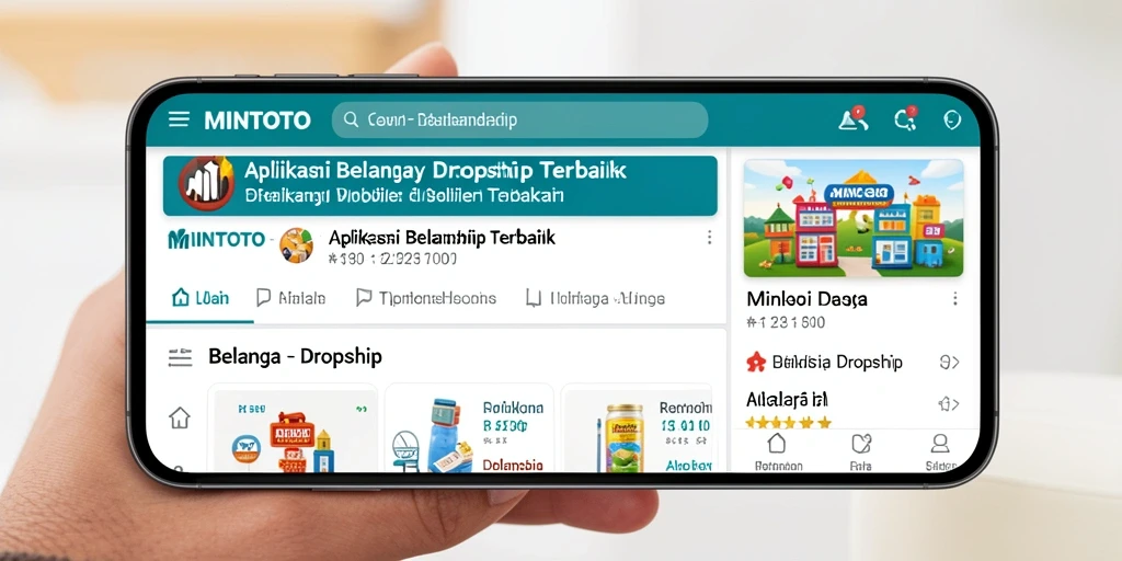 Screenshot aplikasi MINTOTO yang menunjukkan antarmuka dropship yang intuitif.