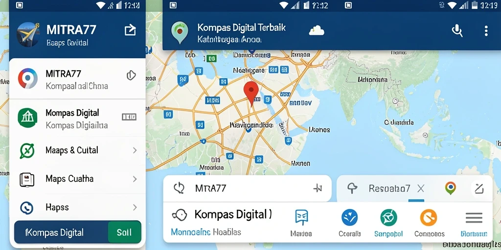 Antarmuka aplikasi MITRA77 menampilkan navigasi Kompas Digital yang intuitif.