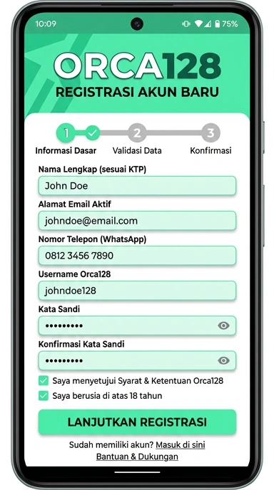 Cara Mendaftar Akun Baru orca128 Secara Mudah